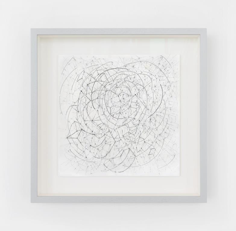 When Butterflies Flap and Flutter Their Wings Bleistift, Tusche und Aquarell auf Papier mit Cutout, 30 x 30 cm, 2025